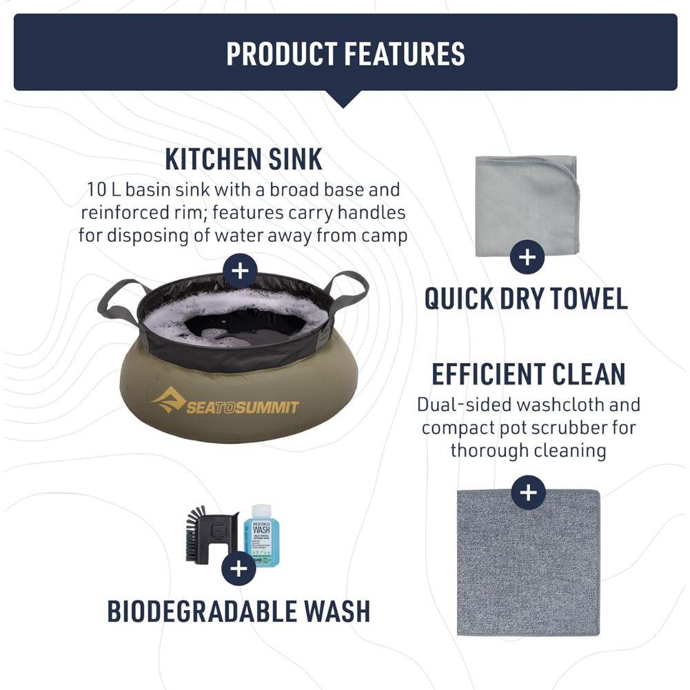 Sea to Summit Camp Kitchen Clean Up Kit (6 Piece) features