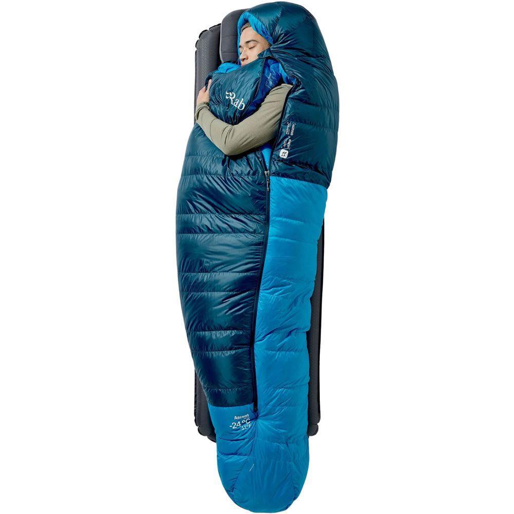 Rab Ascent Down Sleeping Bag (-24°C) - Regular - Right Zip (Tempest Blue/Maya Blue) sleep
